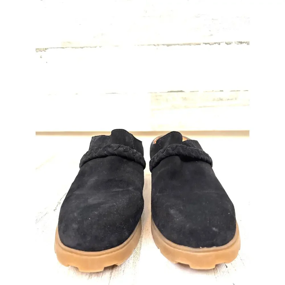 OTBT Black Suede Braided Rope Heeled Clogs Womens 10 Boho Chic